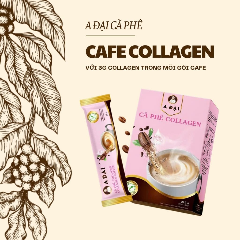 Cà Phê Hòa Tan Collagen A Đại - Cà Phê Chuẩn Hương Vị Cà Phê Thuần Việt, Tiện Lợi, Hương Vị Mới