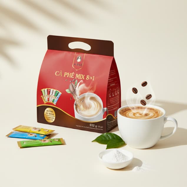 Túi cà phê Mix 8in1 (32 gói ) - Cà Phê Hòa Tan A Đại, Mix 8 Hương Vị Cà Phê Chuẩn Vị, Đậm Đà 32 gói