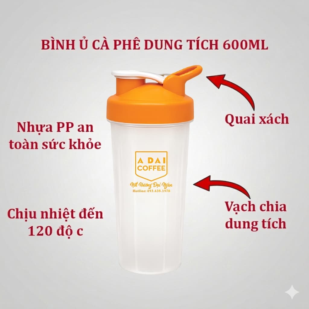 Bình Nhựa Ủ Cà Phê Cold Brew - A Đại Cà Phê, Thiết Kế An Toàn, Tiện Lợi