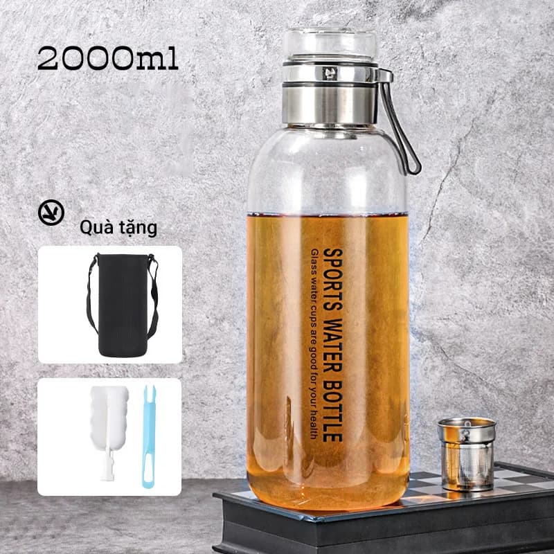 Bình đựng trà thuỷ tinh NIUMI có kèm nắp pha trà tiện lợi và lọc trà inox an toàn, độ bền dài lâu