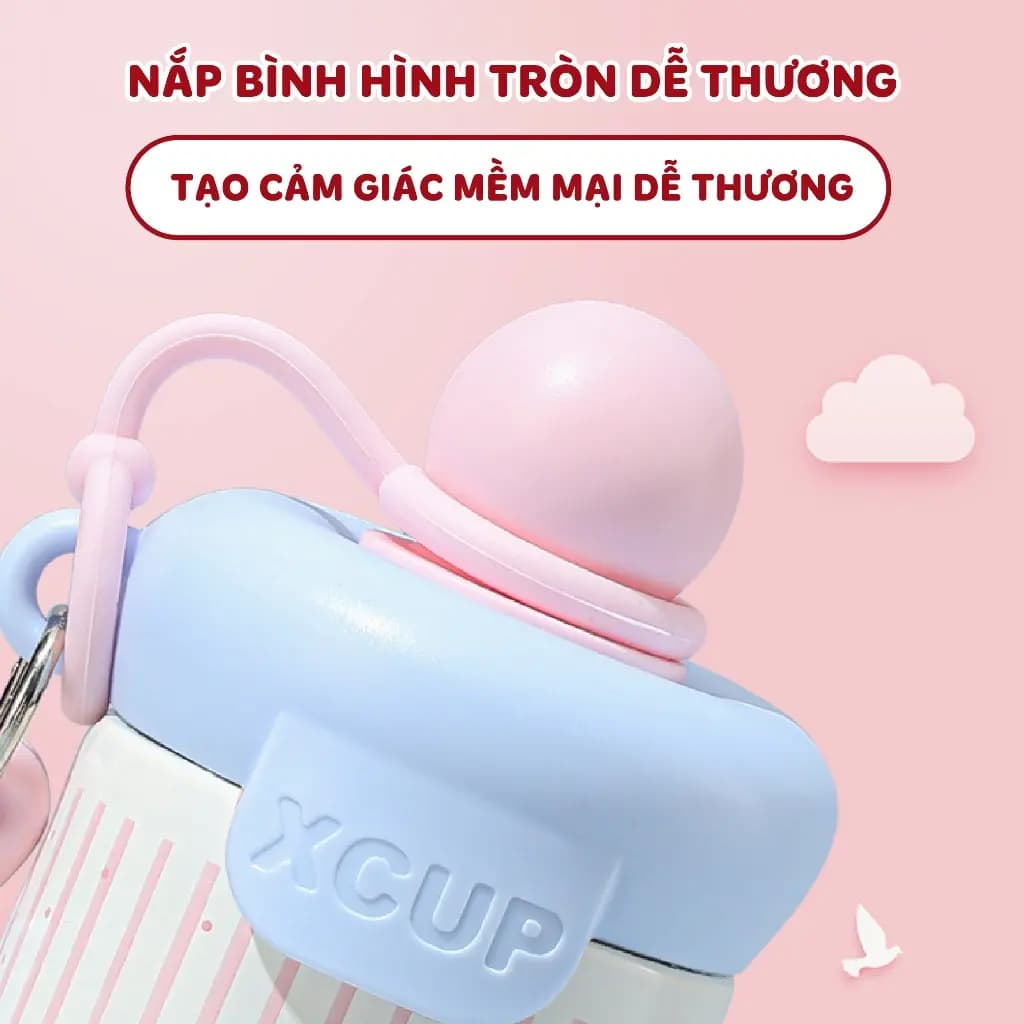 Bình giữ nhiệt XCUP NIUMI ống hút mới, INOX 316, dung tích 600ml, màu gradient dành cho học sinh, sinh viên