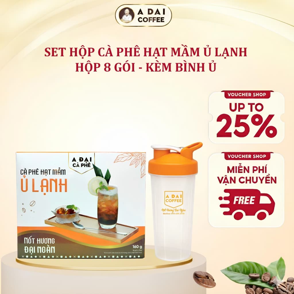 Cà Phê Hạt Mầm Ủ Lạnh A Đại - Cold Brew Hộp Túi Lọc (8 gói) - Hương Trái Cây, Thanh Lọc Cơ Thể
