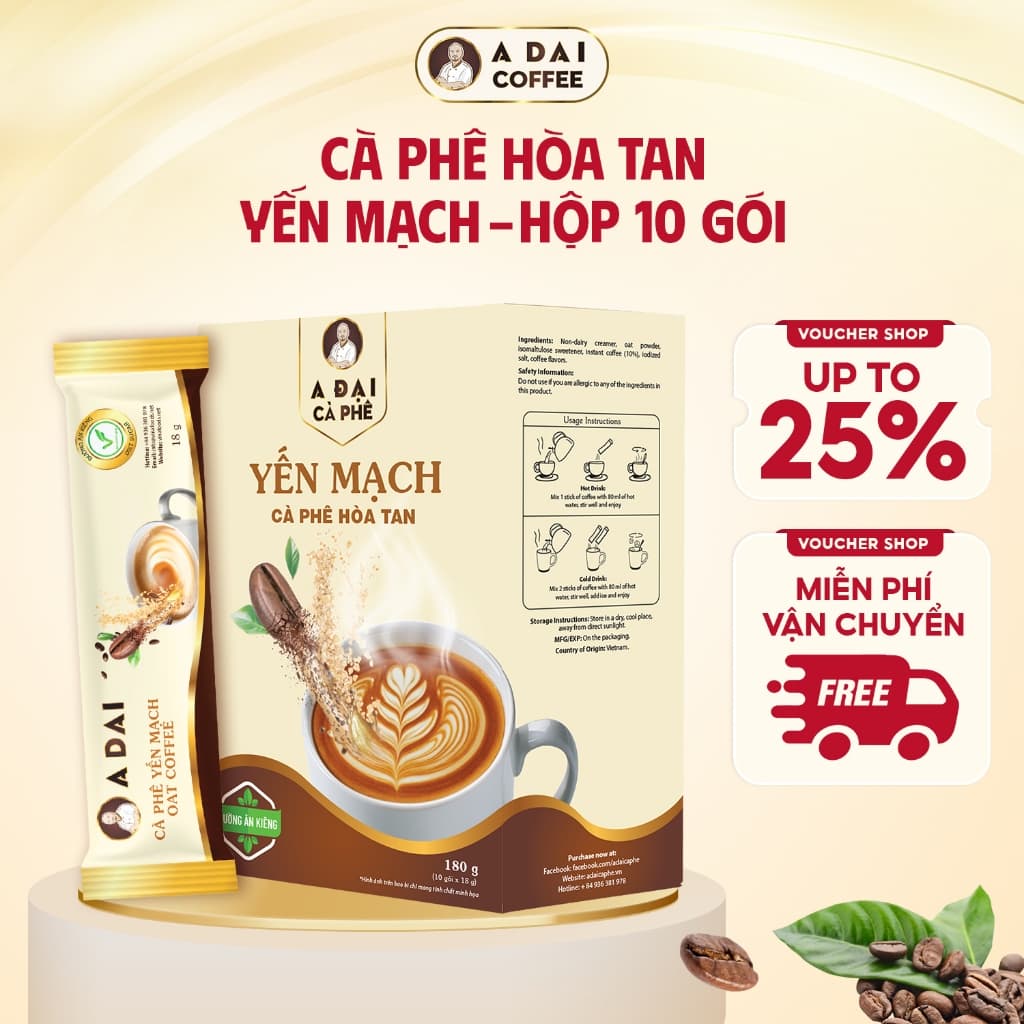 Cà Phê Yến Mạch A Đại Nguyên Chất - Cà Phê Hòa Tan Đậm Vị Cà Phê Và Yến Mạch